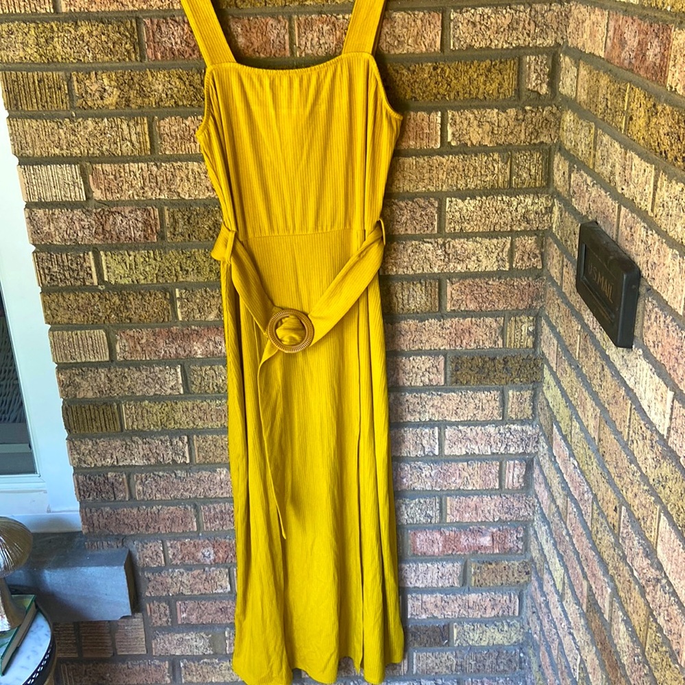 Brand New Hem & Thread Mustard yellow summer maxi  dress with belt